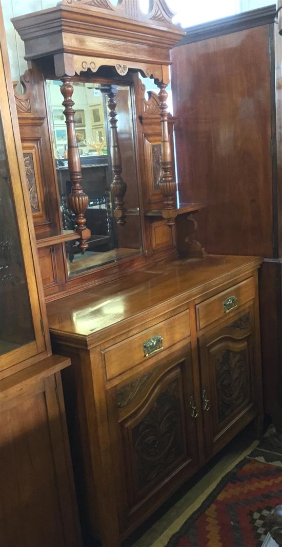 Carved walnut mirror back chiffonier